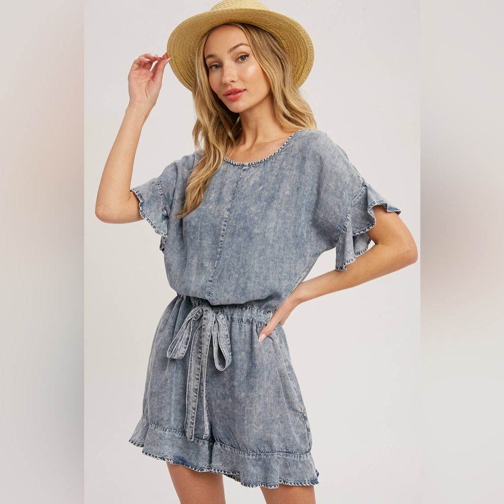 Acid wash romper